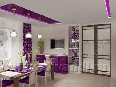 фиолетовый цвет в интерьере, фиолетовый дизайн, красивые интерьеры